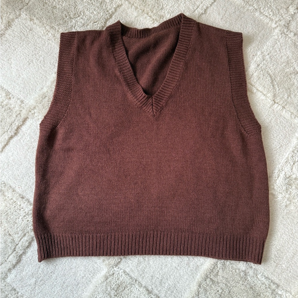 SHEIN Chocolate Knit Sweater Vest